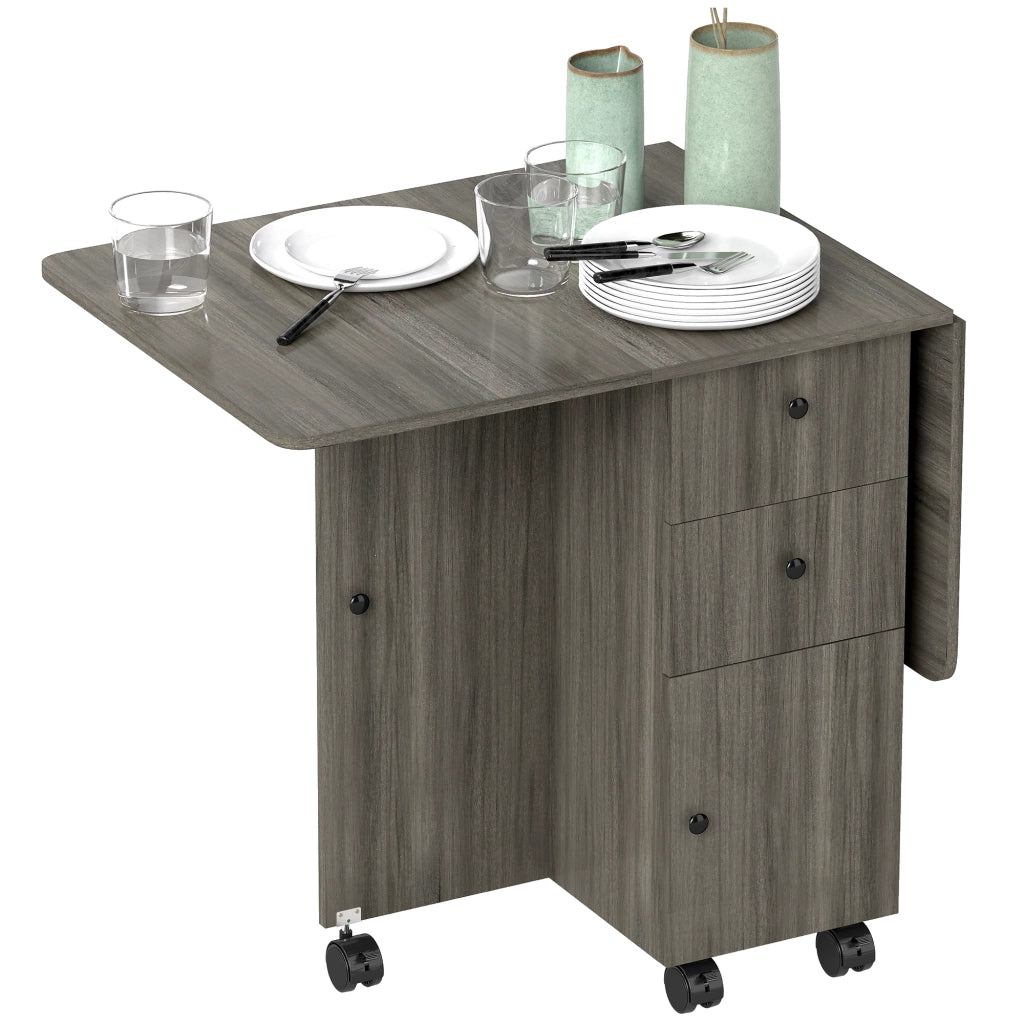 Tavolo da pranzo pieghevole con 2 cassetti e ripiano ¨C Minimal ¨C grigio