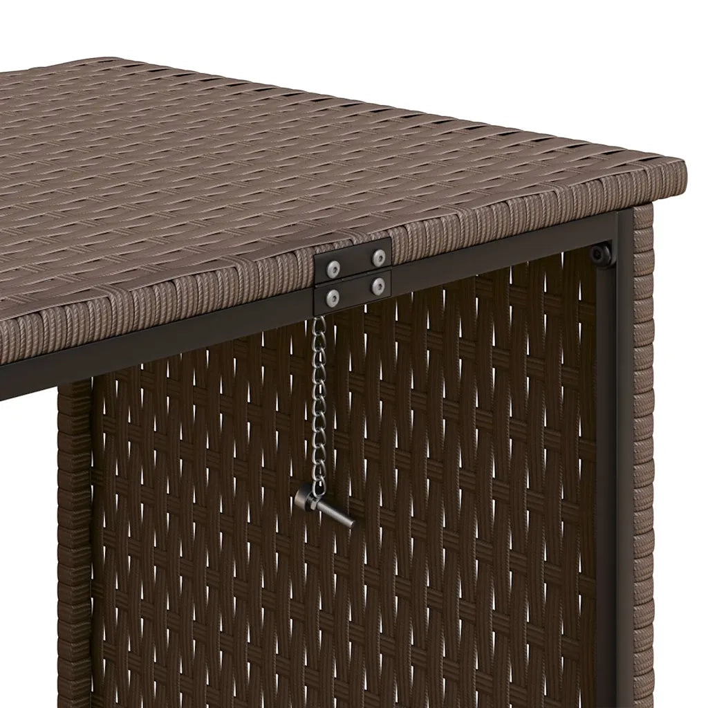 Divano da Giardino con Tavolo e Cuscini a L Marrone Polyrattan 362346