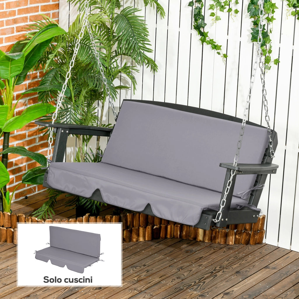 Cuscini da Esterno per Dondolo 3 Posti ¨C zephmum ¨C 2 Pezzi, Grigio, 130x45x5 cm