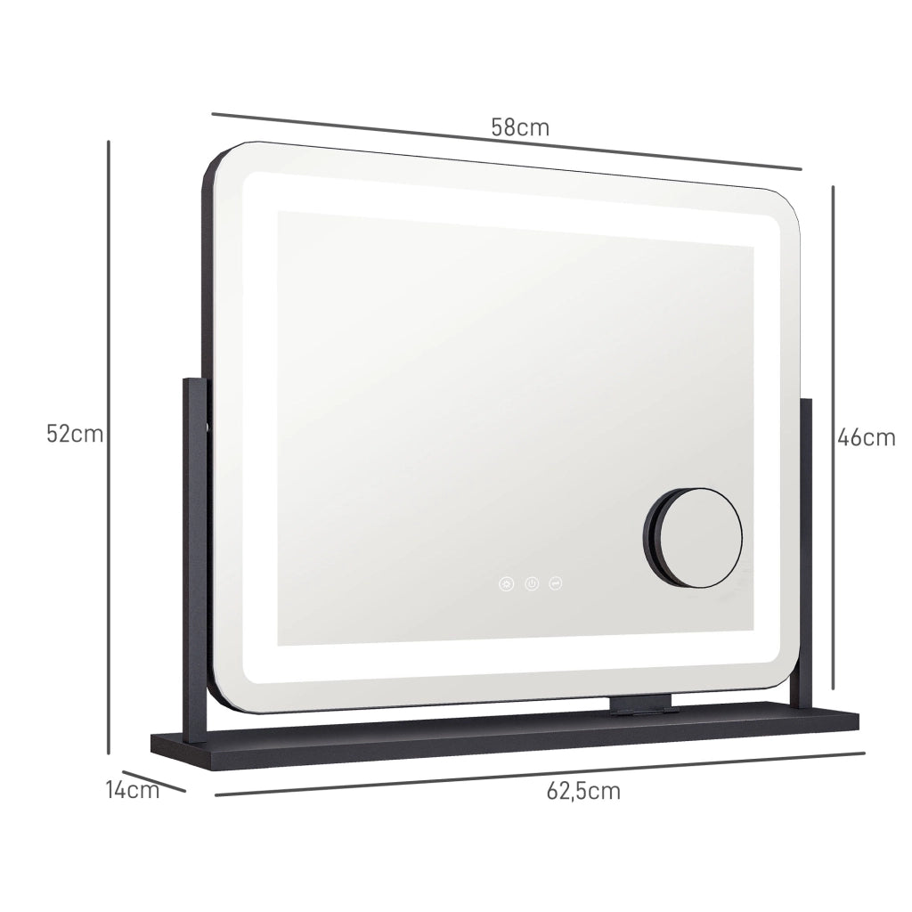 Specchio LED con Ingrandimento e Ricarica USB ¨C Minimal ¨C Bianco 62.5x52 cm