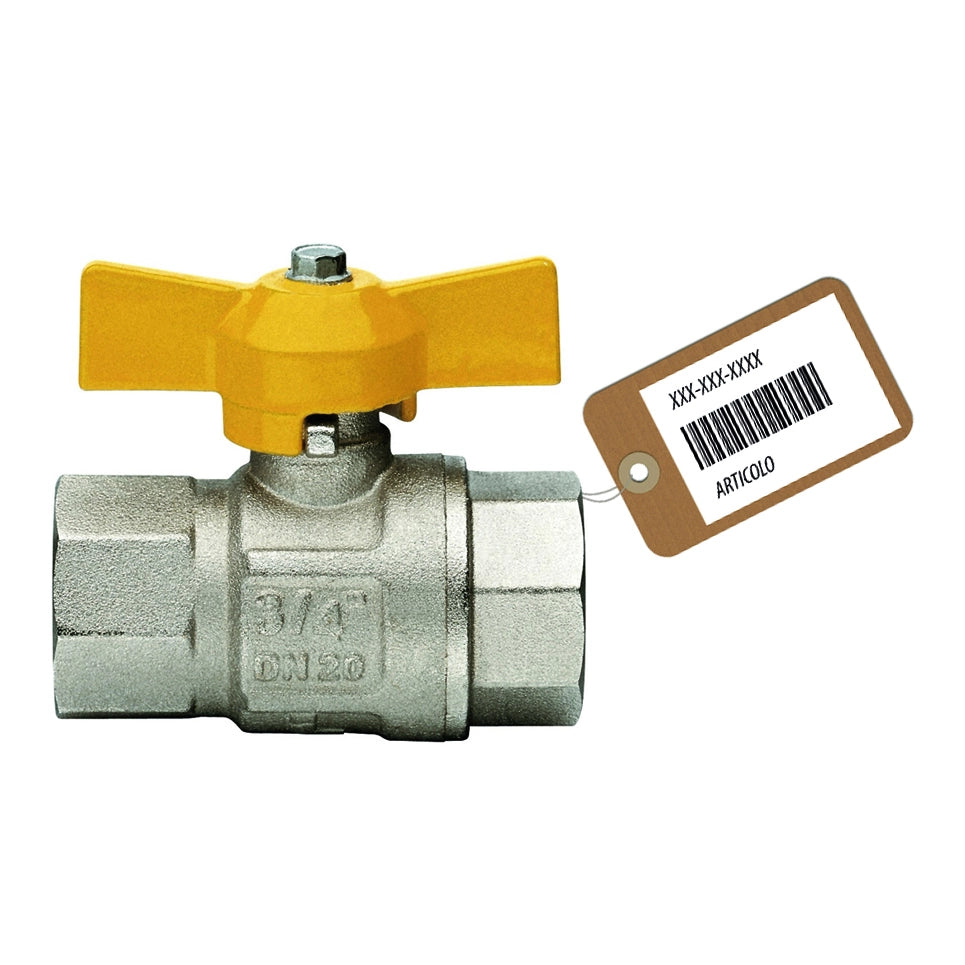 VALVOLA A SFERA GAS FF CON FARFALLA MOD. LONDON F-BRICO- 3/4  DN 20- FAIDF- pezzi 1