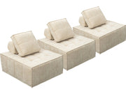 Set di 3 poltrone componibili in tessuto testurizzato "Velluto" - Beige