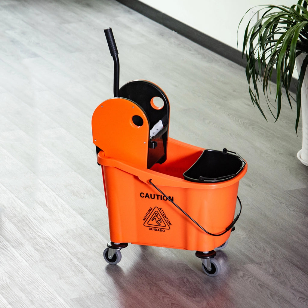 Carrello Lavapavimenti con Secchi e Strizzatore ¨C Minimal ¨C Arancione e Nero, 36L