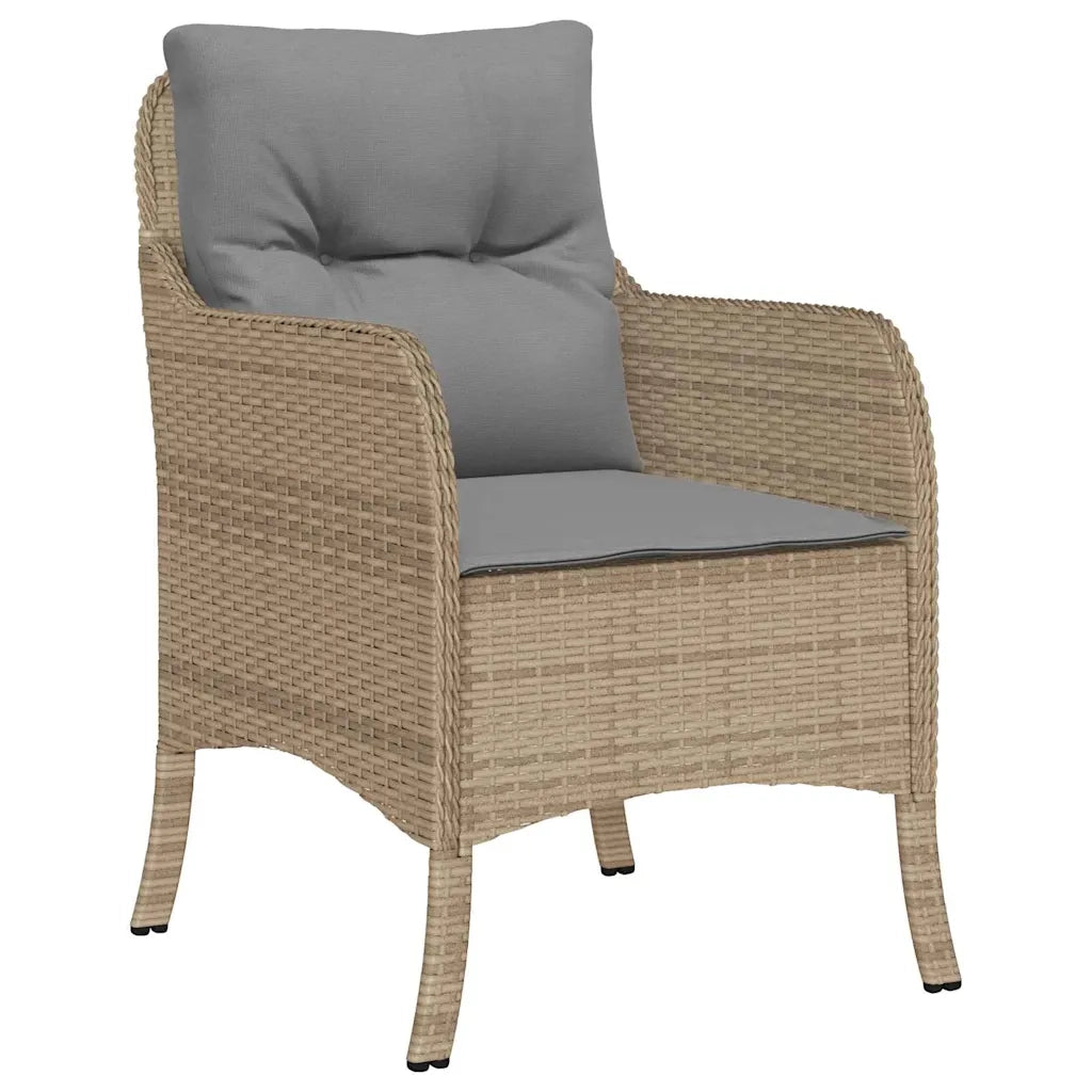 Set da Pranzo per Giardino con cuscino 5 pcs Beige polyrattan 3380178