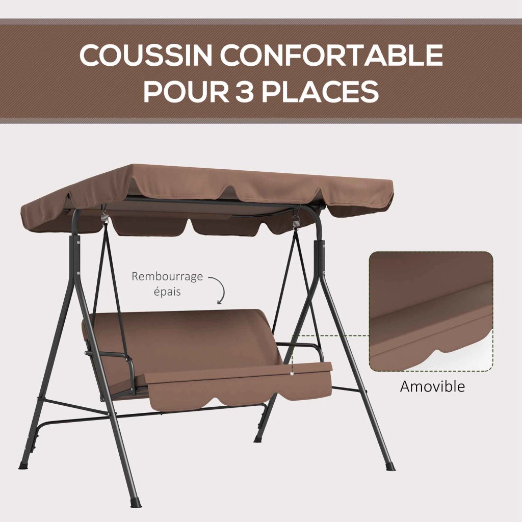 Amaca da giardino 3 posti con cuscini ¨C Minimal ¨C 172x110x153 cm nero marrone