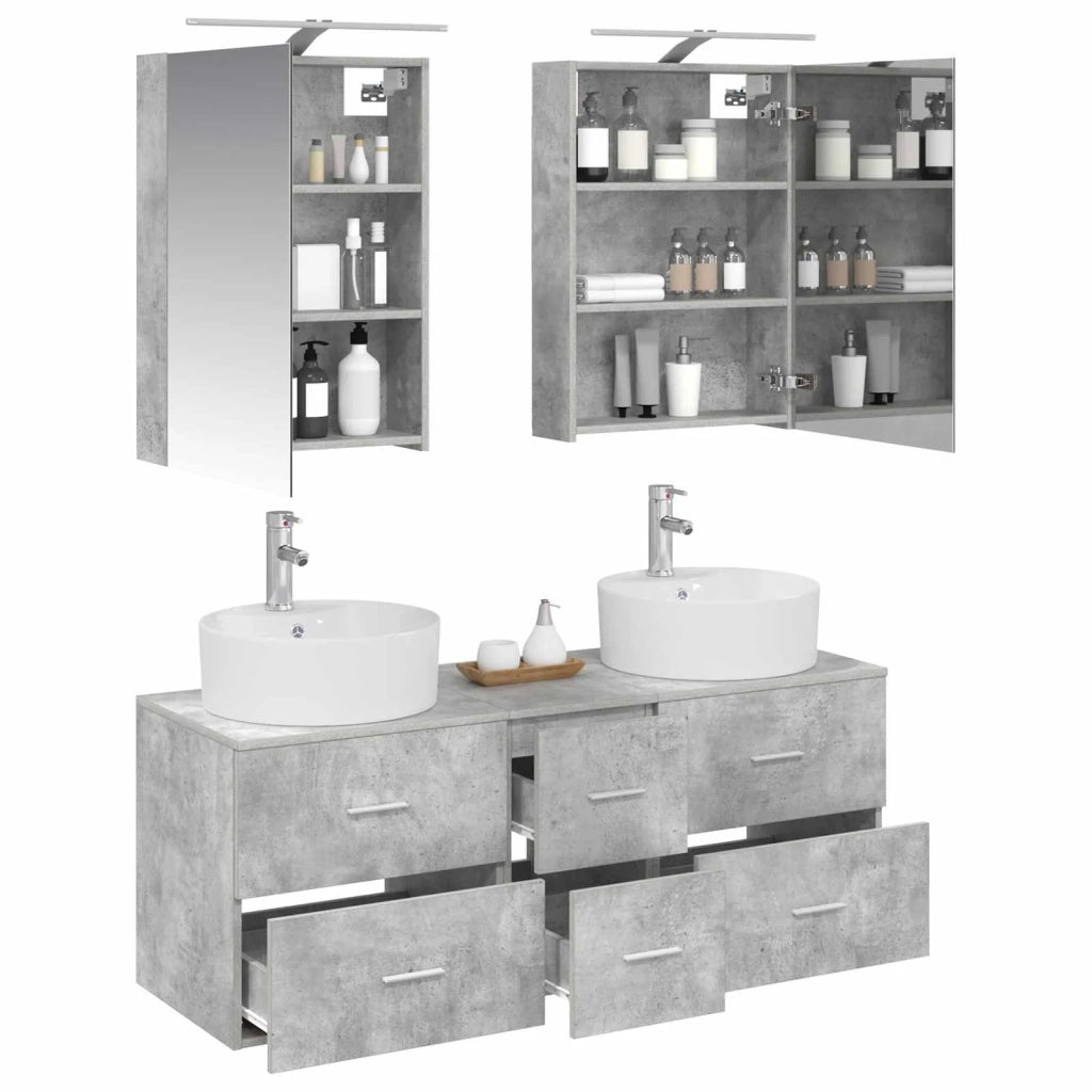 Set di mobili per il bagno 5 pz Grigio Cemento 3406914