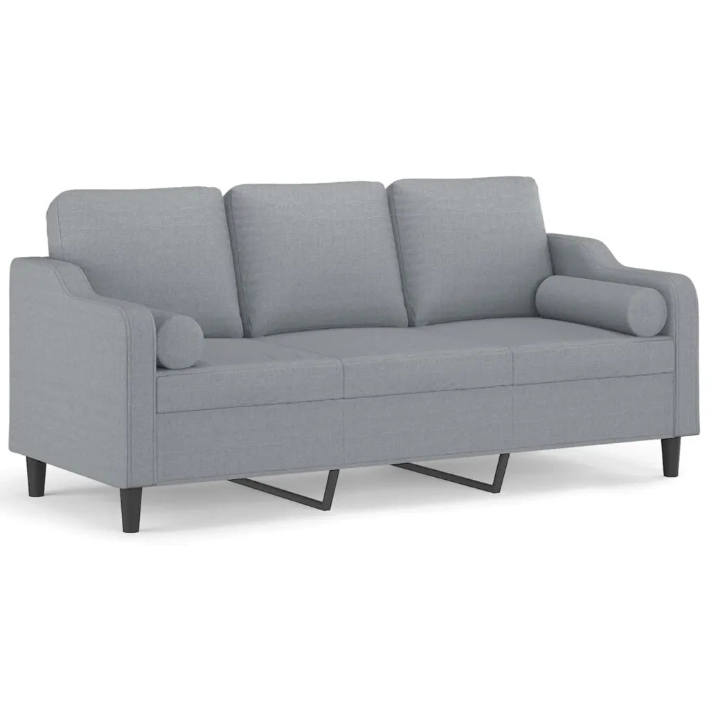 Divano a 3 Posti con Cuscini-Sofa 3 Posti con Cuscini Grigio Chiaro 180 cm in Tessuto 907235