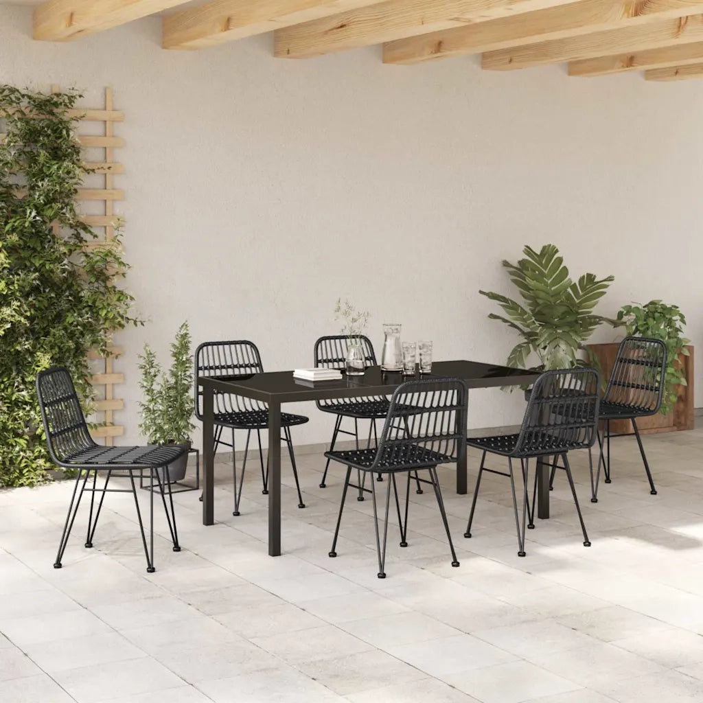 Set da Pranzo per Giardino 7 pcs Nero