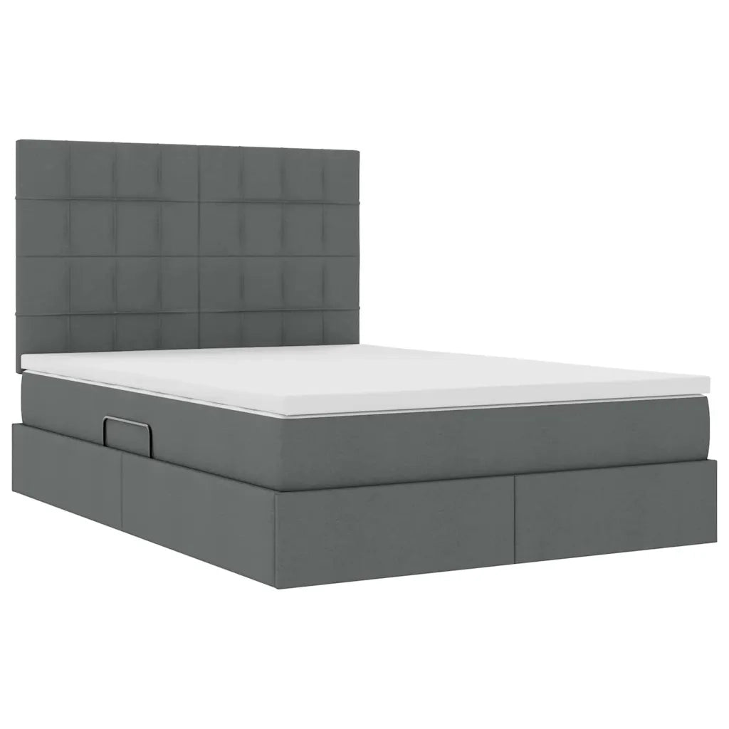 Letto con contenitore e materasso Grigio scuro 140 x 200 cm