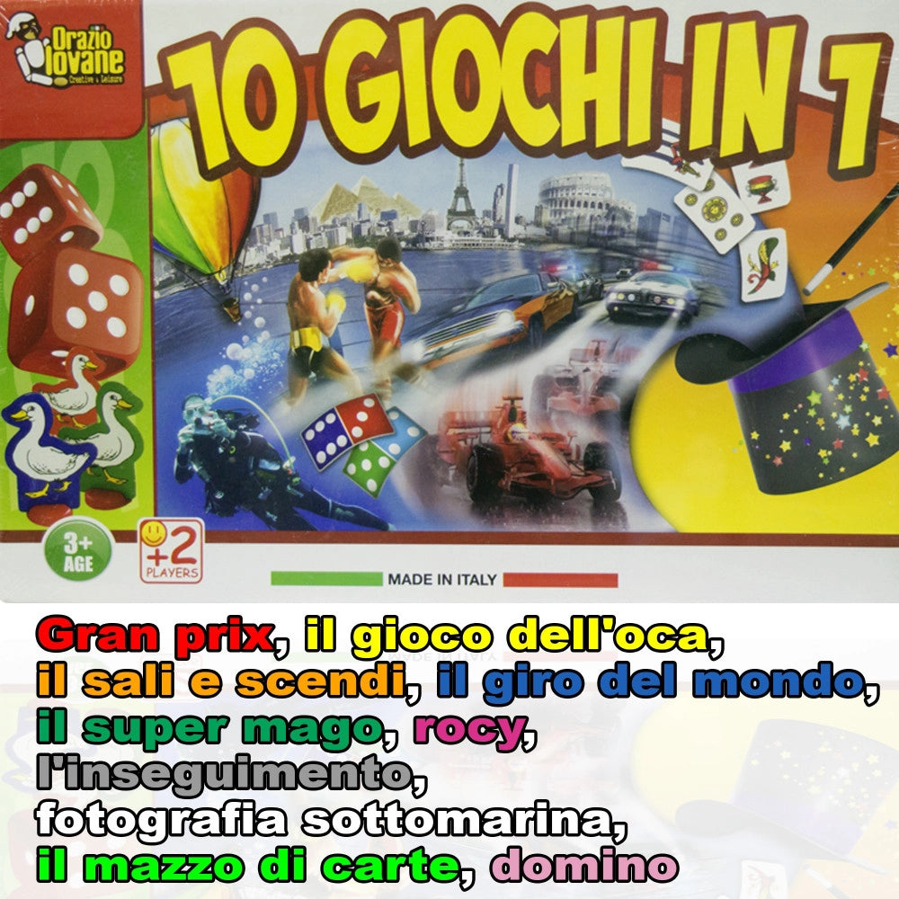Trade Shop - Mix 10 Giochi Gioco Di Società Classici Da Tavolo Gp Oca Mondo Sali Scendi Rocy -