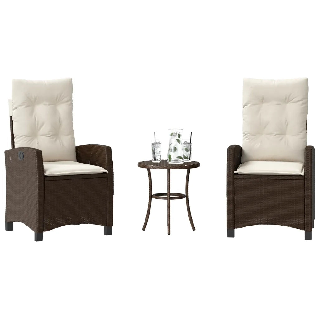 Set Bistrò 3 pz con Cuscini Marrone in Polyrattan 365226