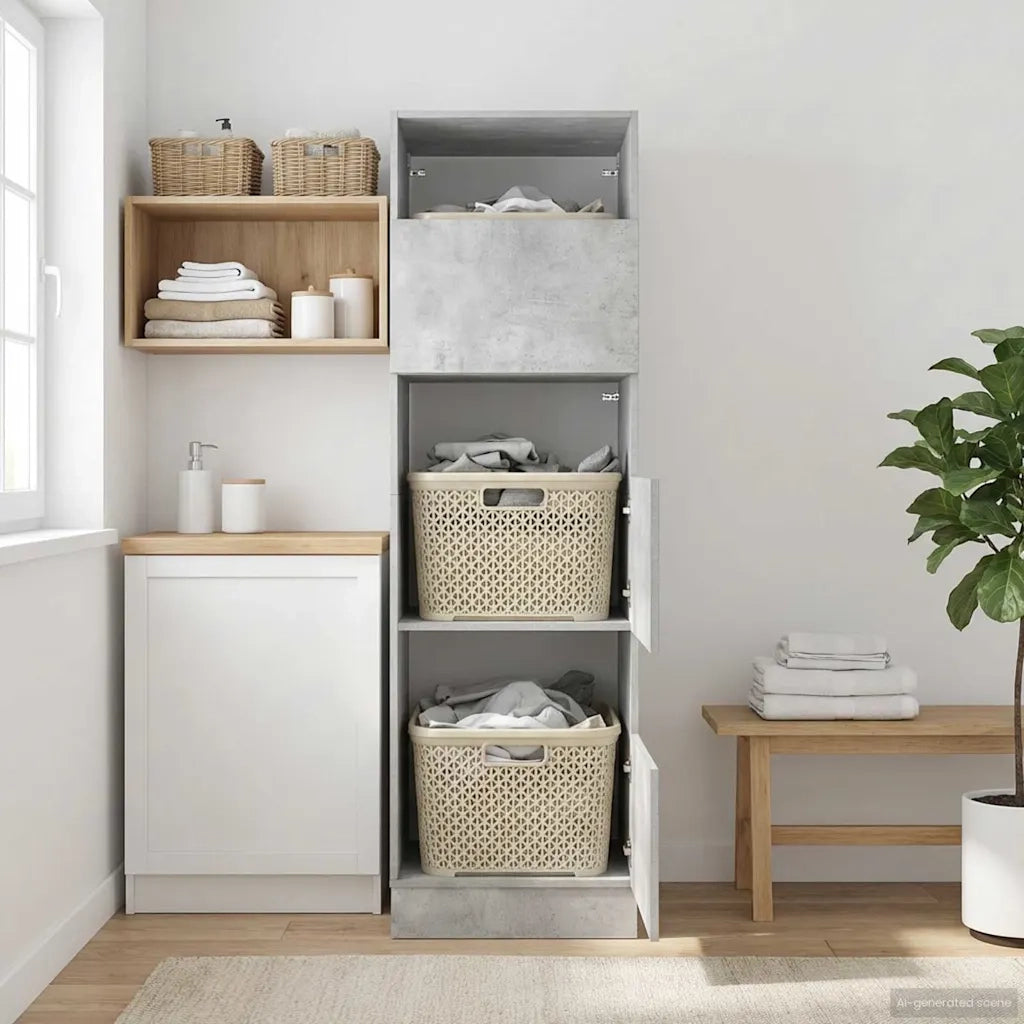 Mobile da lavanderia con porta Calcestruzzo 50 x 68 x 162 cm 3422795