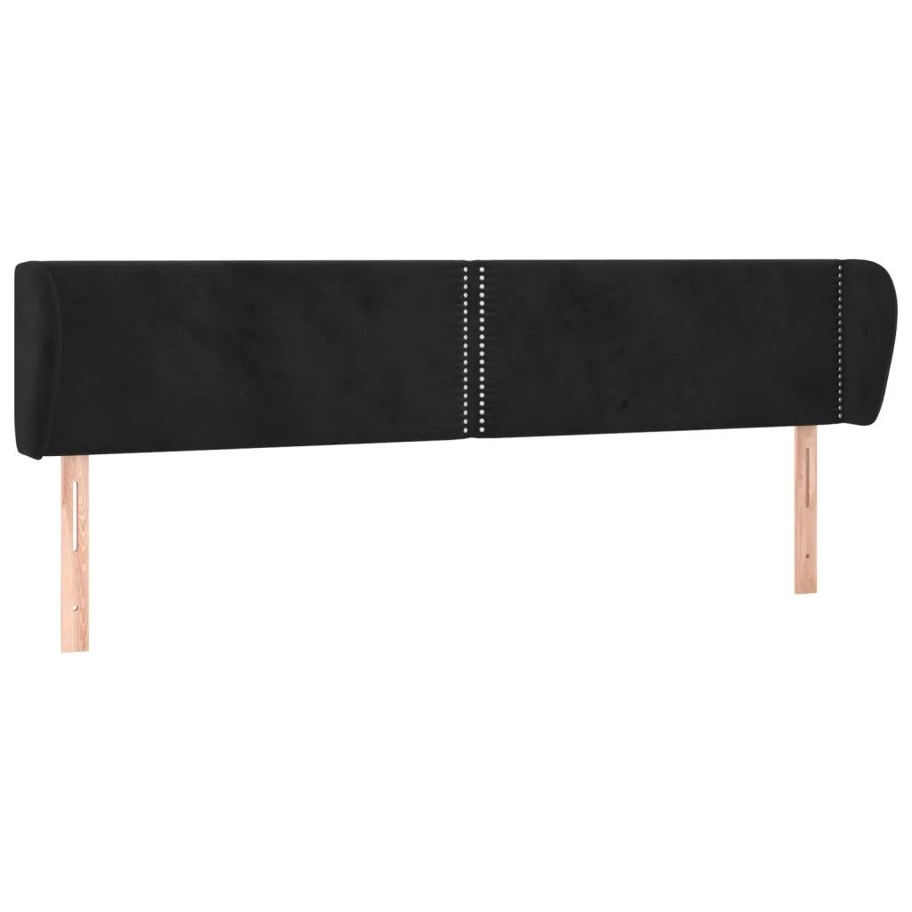 Testiera ad Orecchio-Testata con Orecchie Nera 203x23x78/88 cm in Velluto 407618