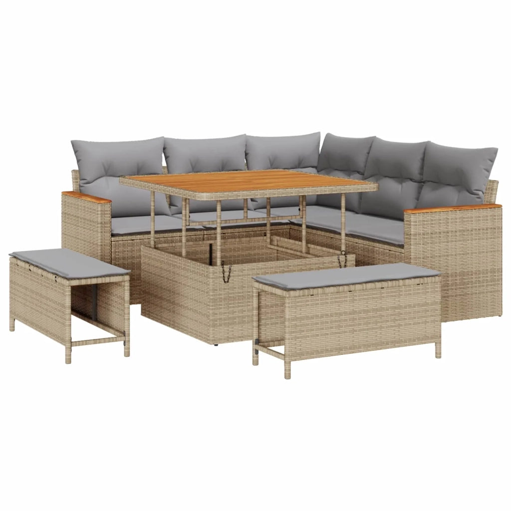 Set Divano da Giardino 8 pcs Beige polyrattan 3362907