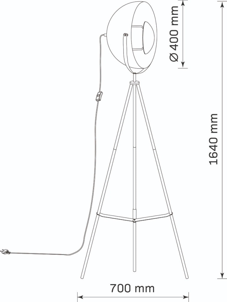 Lampada da terra treppiede nero oro E27 20W Matylda Polux