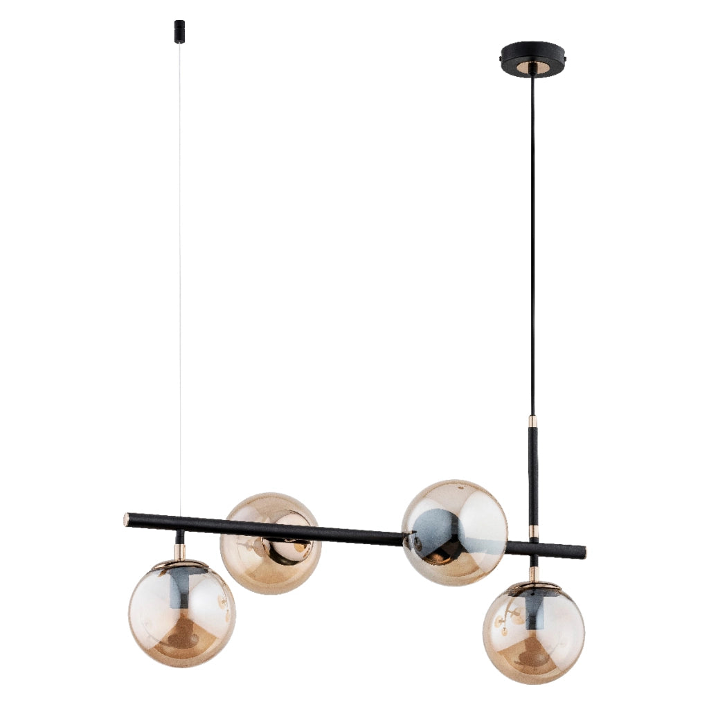Lampada a sospensione glamour nera 4xE14 Fiore Alfa