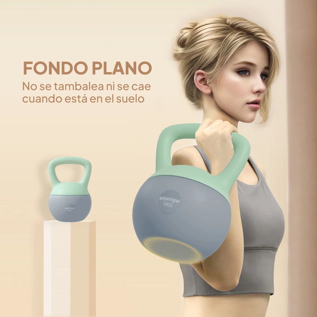 Kettlebell 6 kg ¨C Minimal ¨C Verde e Grigio 19x19x28 cm