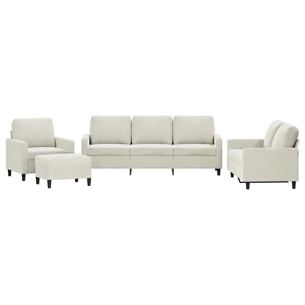 Set di Divani 4 pz con Cuscini Crema in Velluto 3201494