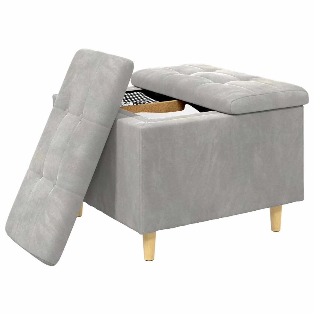 Pouf contenitore Grigio chiaro 60 x 60 x 45 cm Velluto 876825
