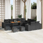 Set Divano da Giardino con cuscino 14 pcs Nero polyrattan 3362069