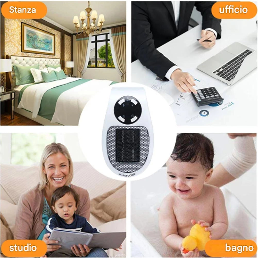 Termoventilatore Mini Stufa Scaldabagno Elettrico con Telecomando e 2 Velocità