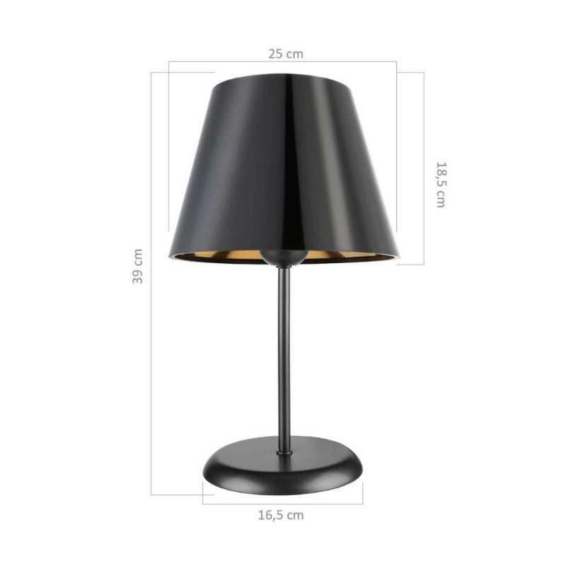 Lampada da tavolo Verda ASZ1212 in metallo e paralume tessuto nero