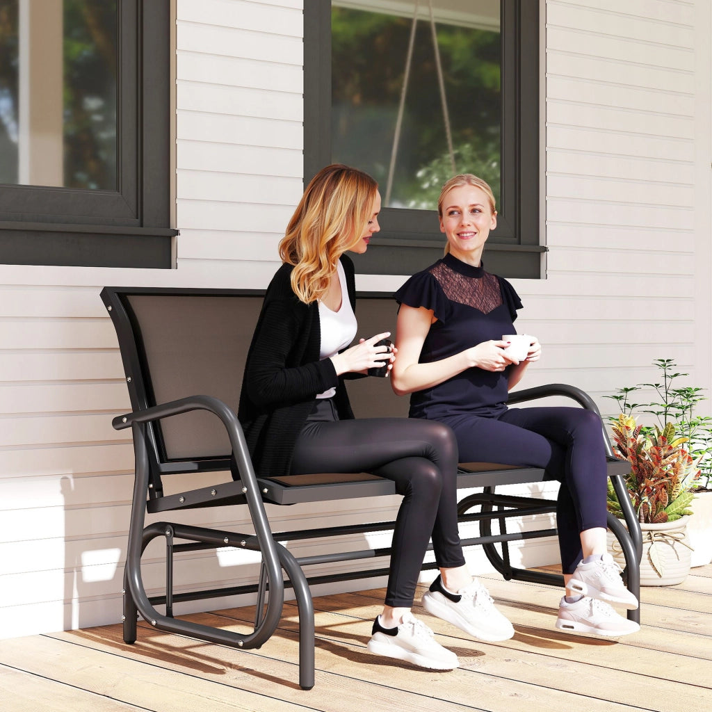 Divanetto da Giardino 2 Posti ¨C Minimal ¨C Nero, Textilene, Metallo