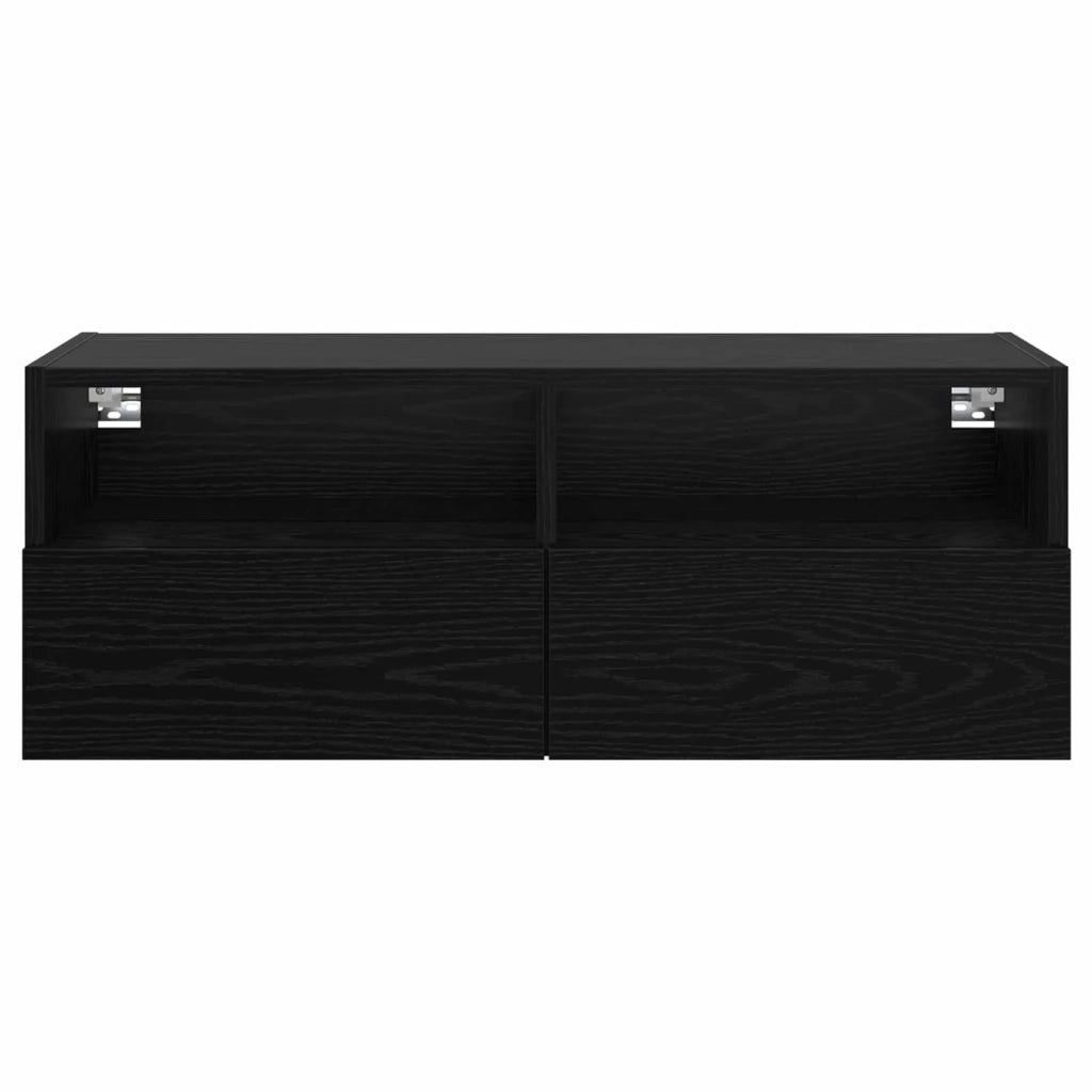 Mobiletti TV da Parete 2 pz | Armadietto TV | Mobile Porta TV Rovere Nero 80 x 30 x 30 cm