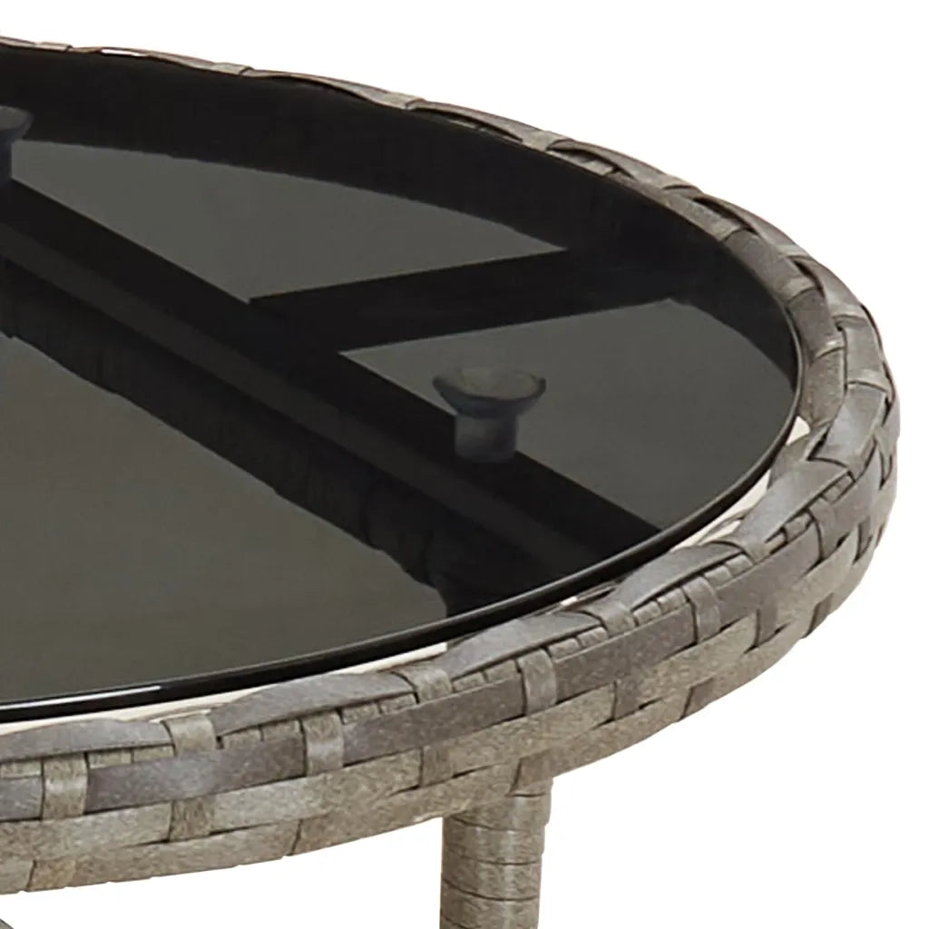 Set da Pranzo da Giardino 3pz con Cuscini in Polyrattan e Vetro 3278723