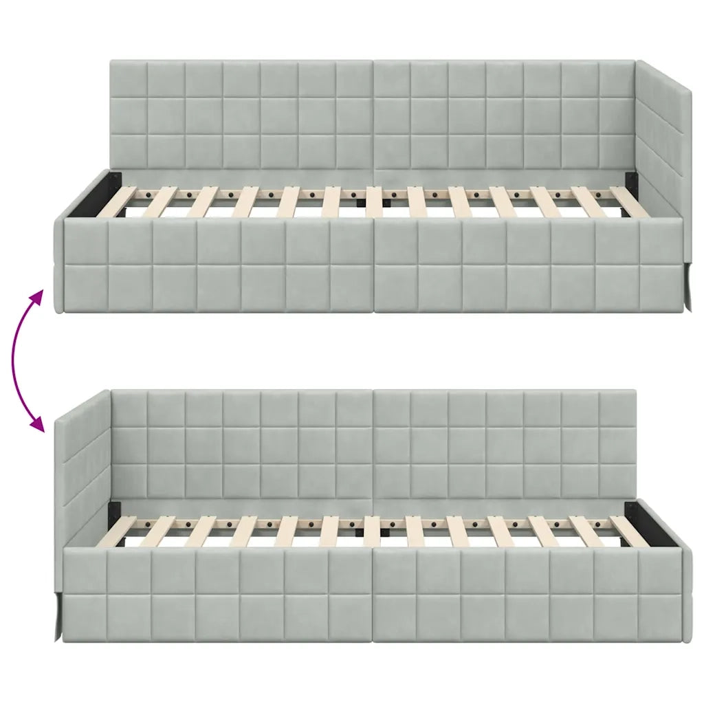Cornice del letto ad angolo Grigio chiaro 100 cm x 200 cm 42016398