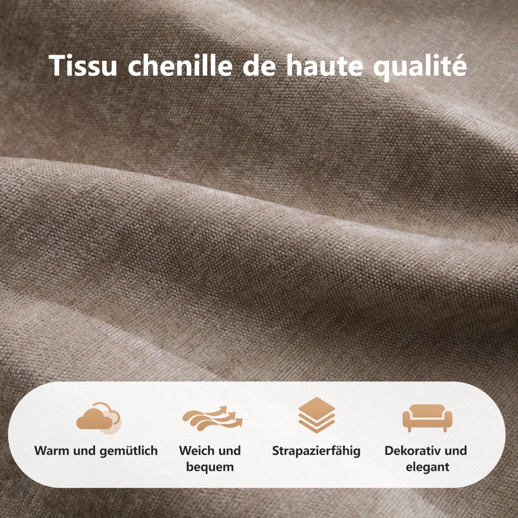 Sof¨¤ modulare a forma di U - Zephmum- 3 posti con 2 pouf, tessuto comodo, antiscivolo, marrone