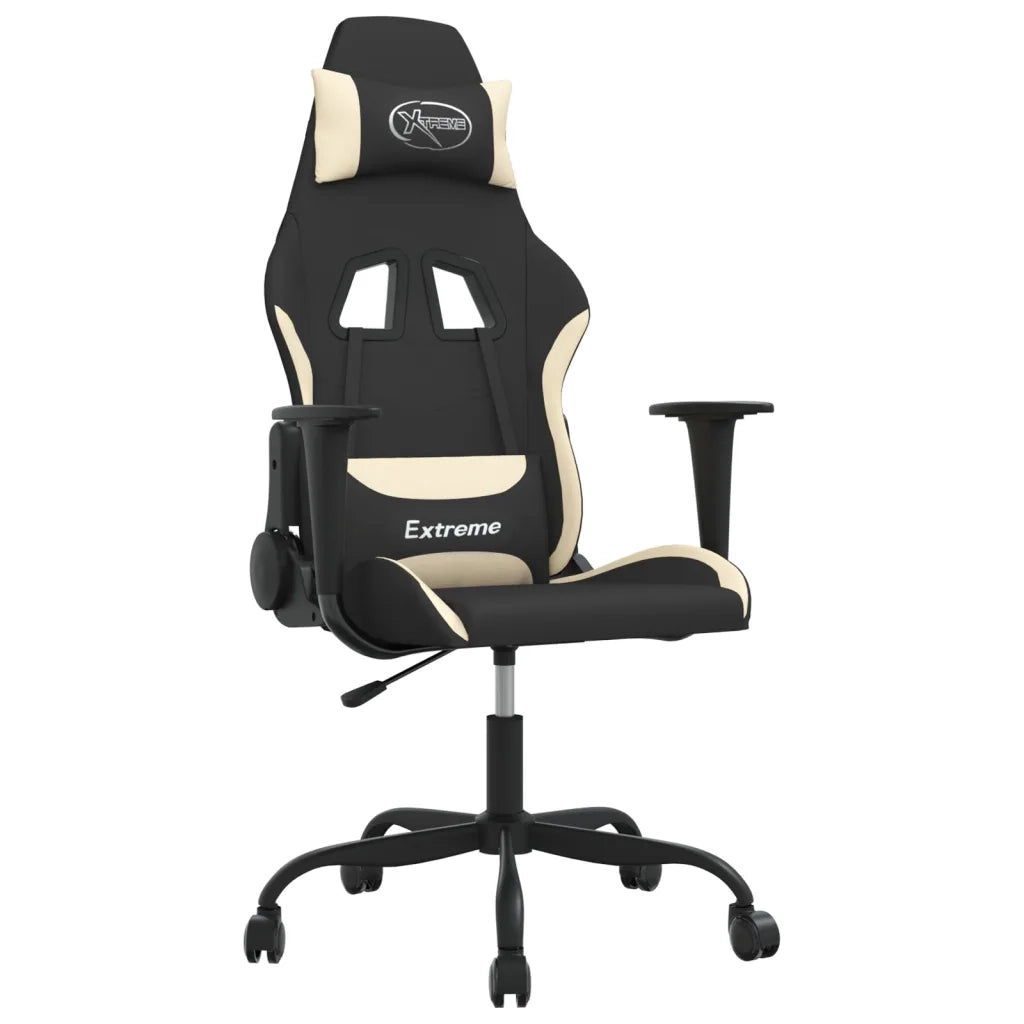 Sedia da Gaming Nero e Crema in Tessuto 345469