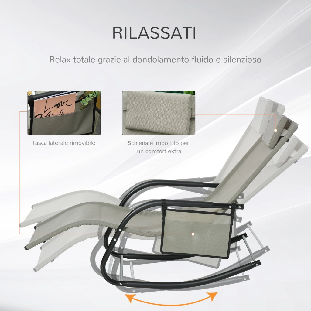 Poltrona a Dondolo da Giardino ¨C Minimal ¨C Nero e Grigio, 150x62x88 cm