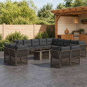 Set Divano da Giardino 14 pz Grigio polyrattan 3436571
