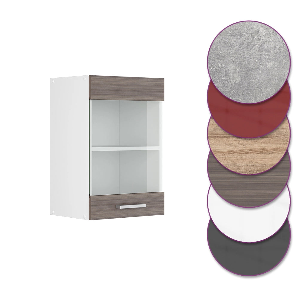 Mobile da cucina in vetro R-Line Grigio nobile/Bianco 40 cm Vicco