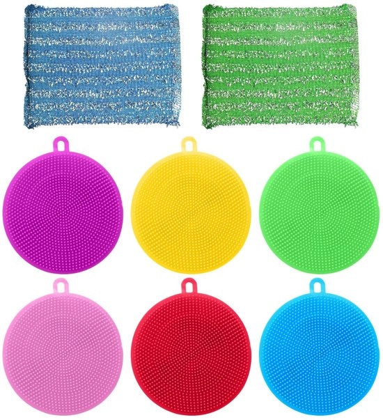 Set di asciugamani in silicone da cucina da 6 pezzi - Asciugamani in spugna - Reinanti da cucina - Sostenibili - Igiene - Asciugamani da cucina