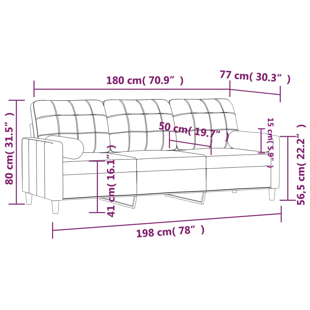 Divano a 3 Posti con Cuscini-Sofa 3 Posti con Cuscini Grigio Scuro 180 cm in Tessuto 178660