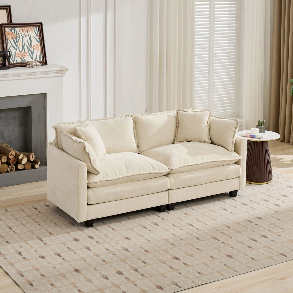 Divano LoveSeat 2 Posti Cloud ¨C MINIMAL ¨C Chenille Beige, Cuscini Imbottiti