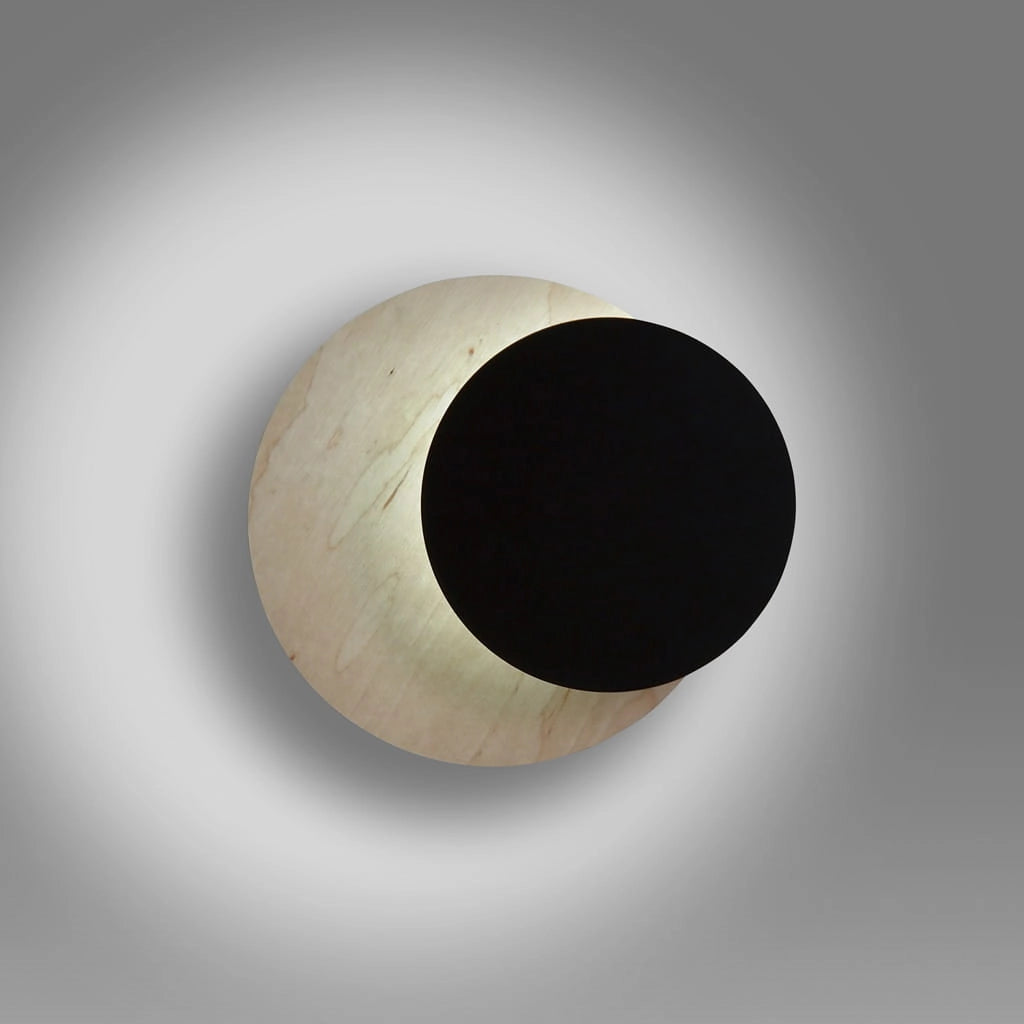 Applique Emibig Circle 1 luce legno chiaro/nero G9 20cm