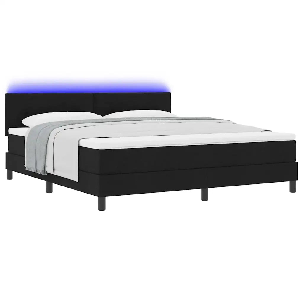 Letto a molle con materasso con led Nero 180 x 200 cm Tessuto