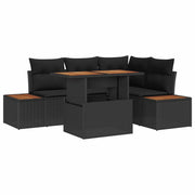 Set da Pranzo per Giardino con cuscino 5 pcs Nero e Marrone
