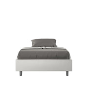 BS COM Letto una piazza e mezza con rete imbottito 120x190 similpelle bianco