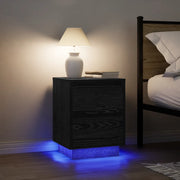Comodini con Luci LED 2 pz Nero 38x34x50 cm 861286