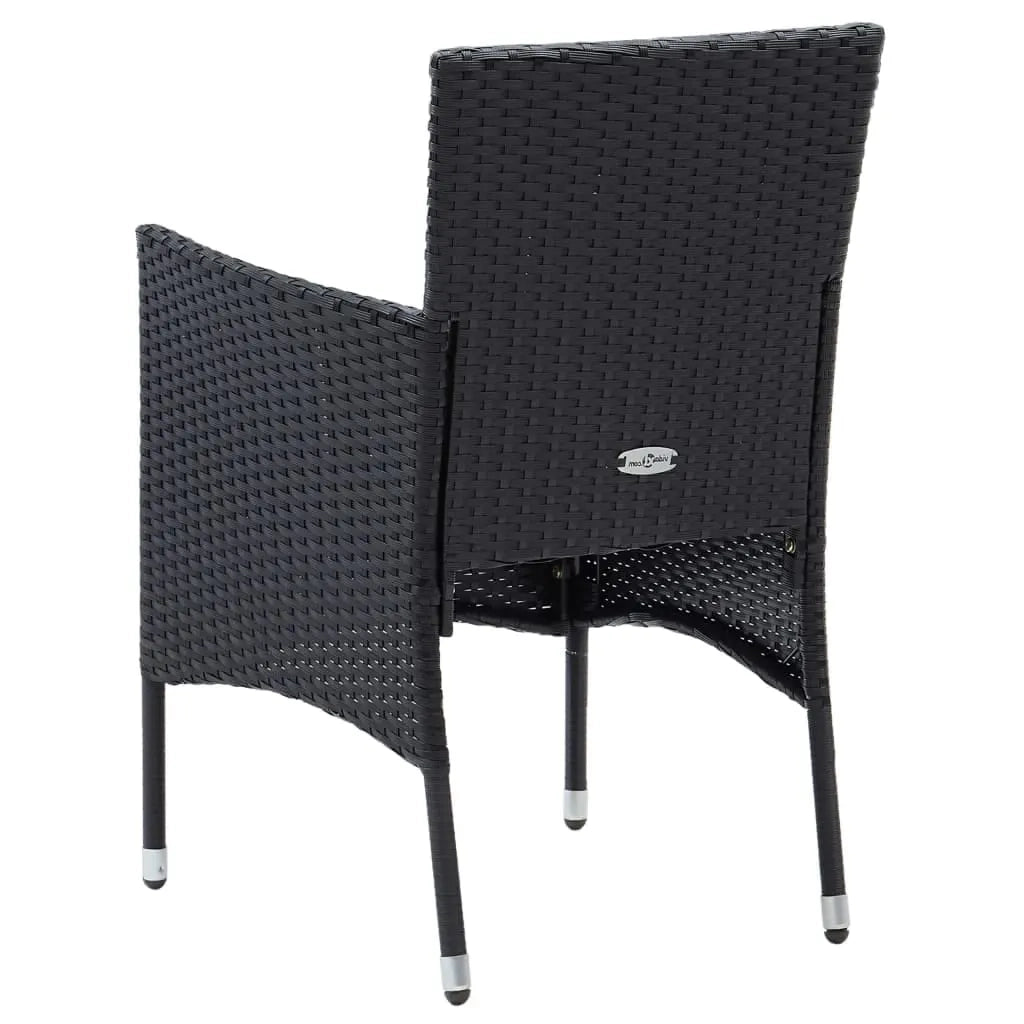 Set da Pranzo da Giardino 7 pz Nero con Cuscini in Polyrattan 3094977