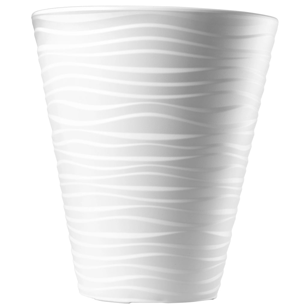 Vaso da fiori KADAX da 40 cm con coperchio e inserto, in plastica bianca.