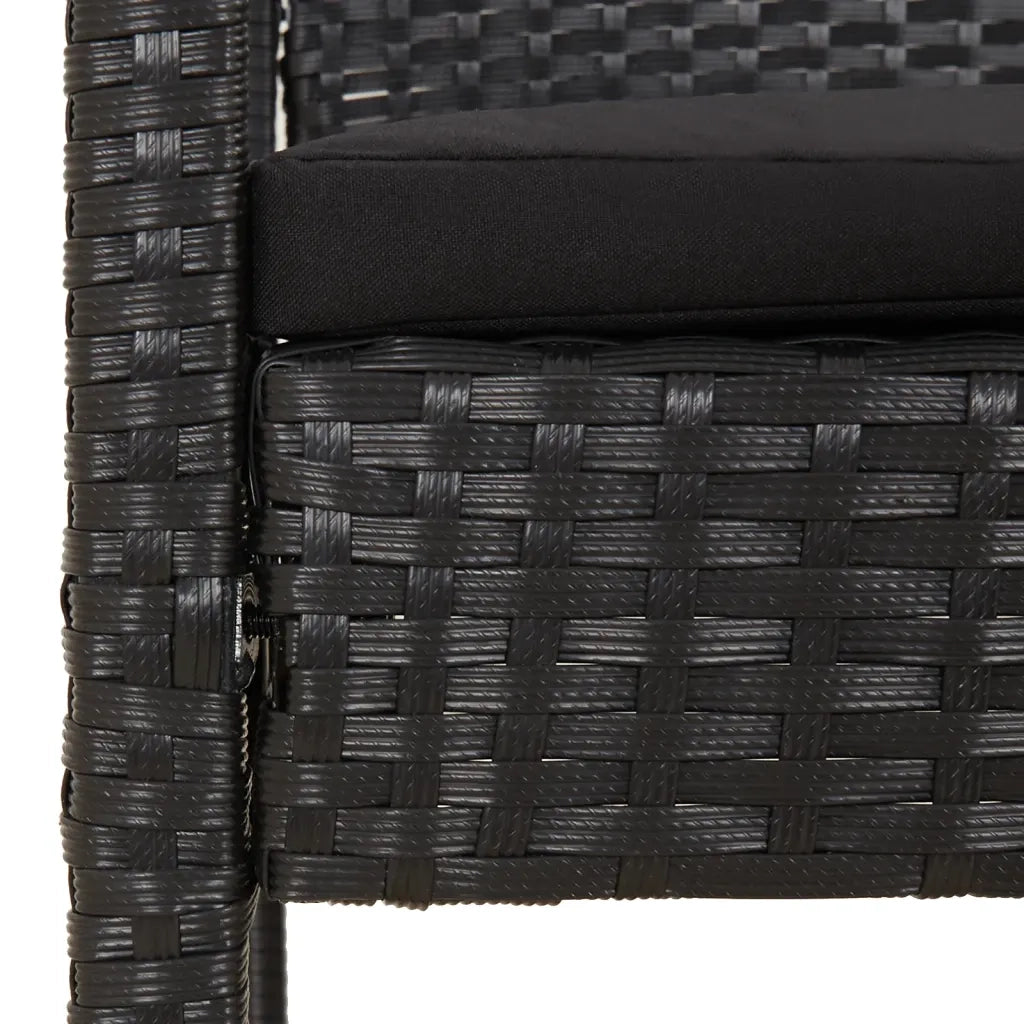 Panca da Giardino con Cuscino Nera 105 cm in Polyrattan 362168