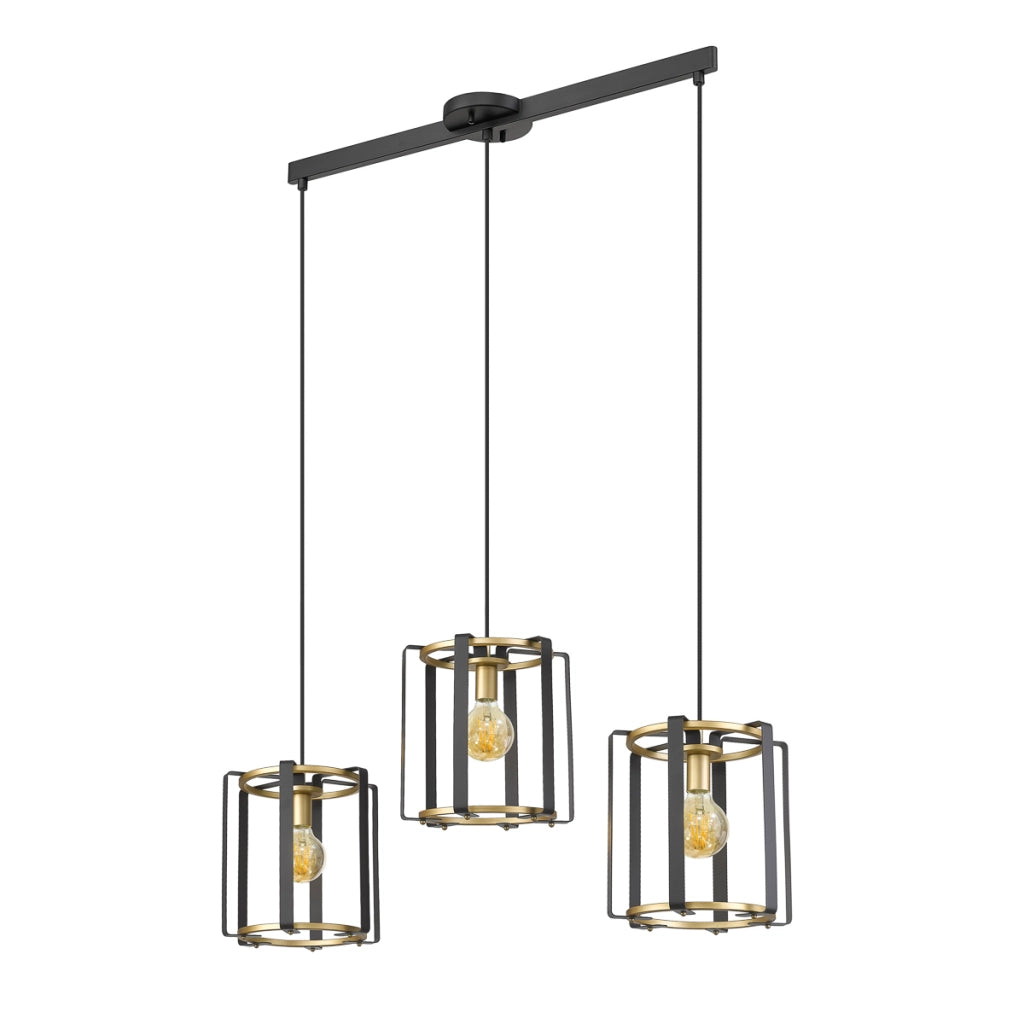 Lampada a sospensione design nero-oro 3xE27 Primero Italux