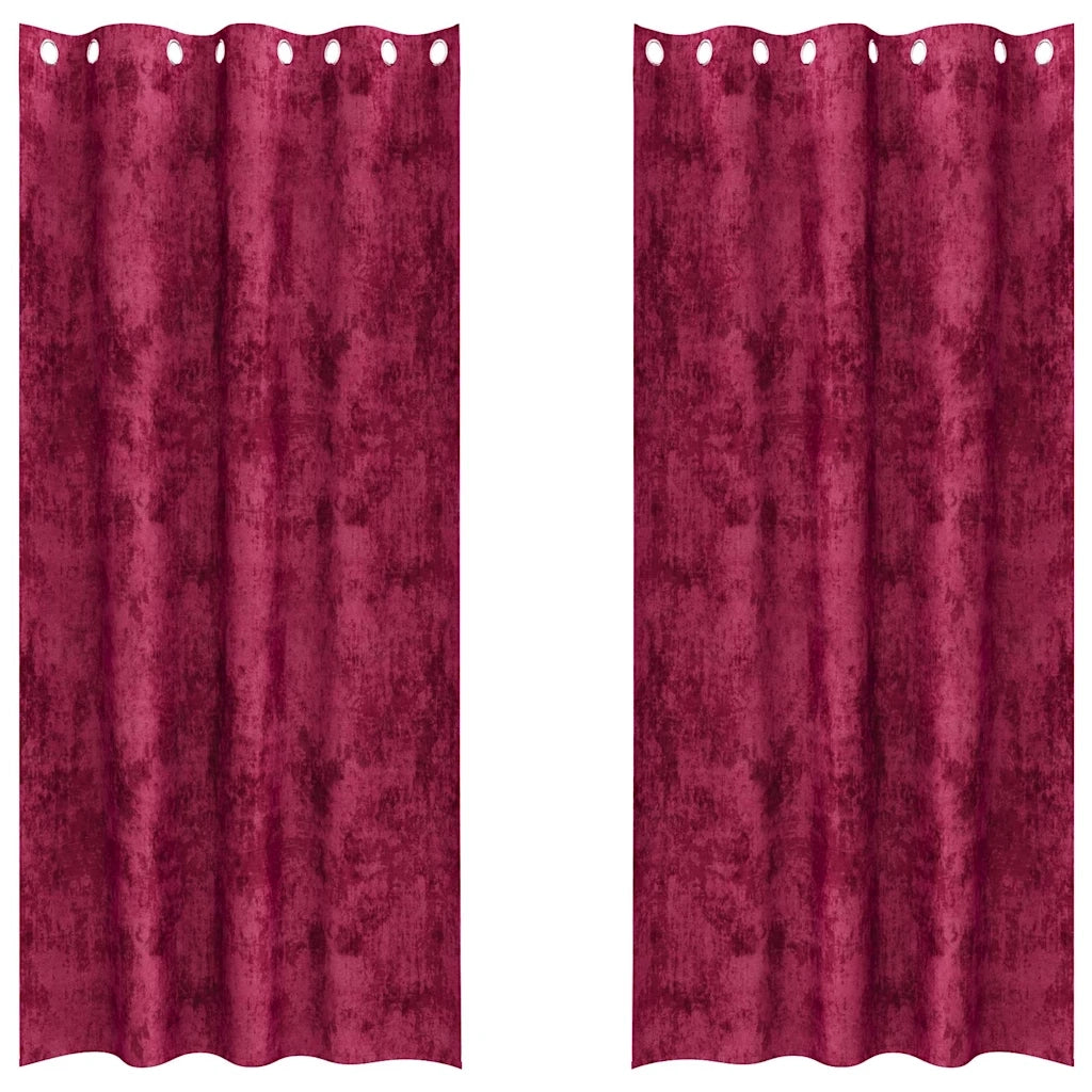 Tende in Velluto 2 pz Rosso vino 225 x 140 cm Velluto