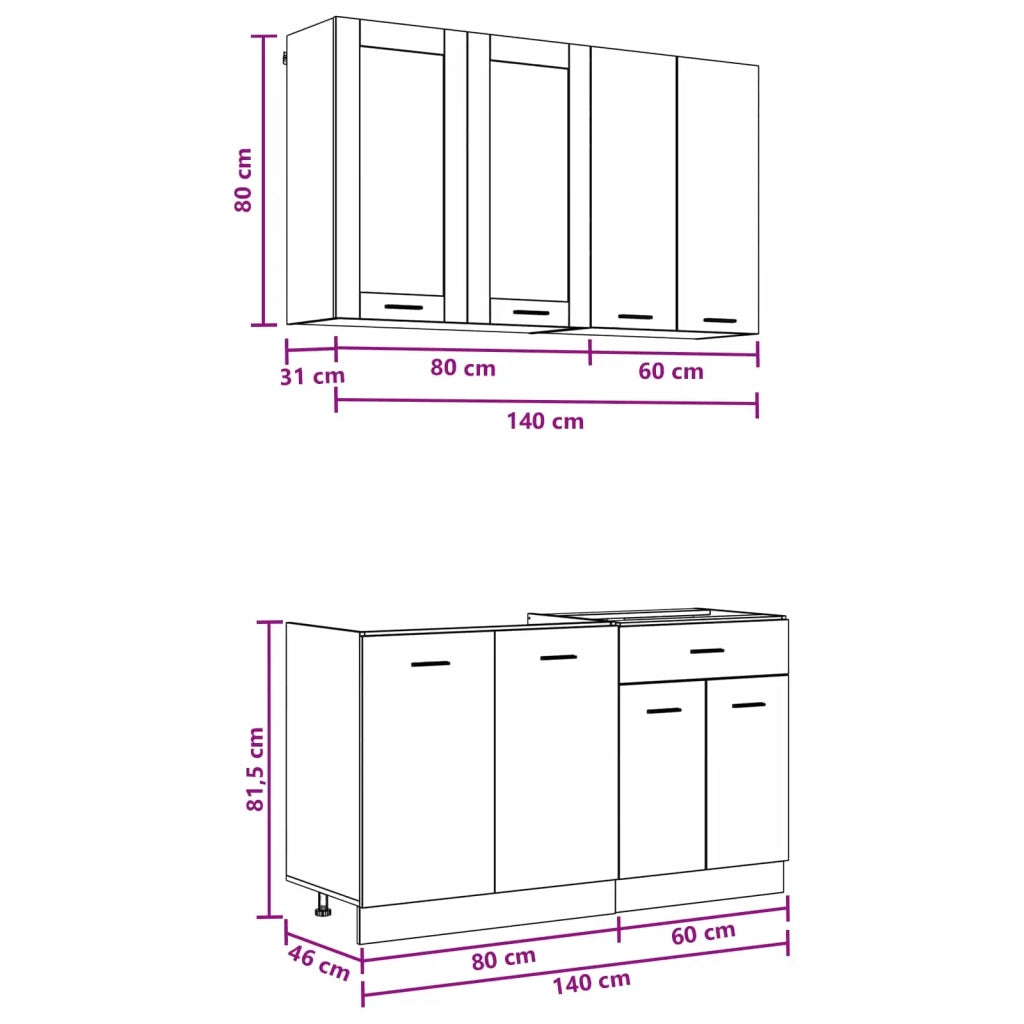 Unità Cucina LYON 4 pcs Legno antico Legno ingegnerizzato 3438361