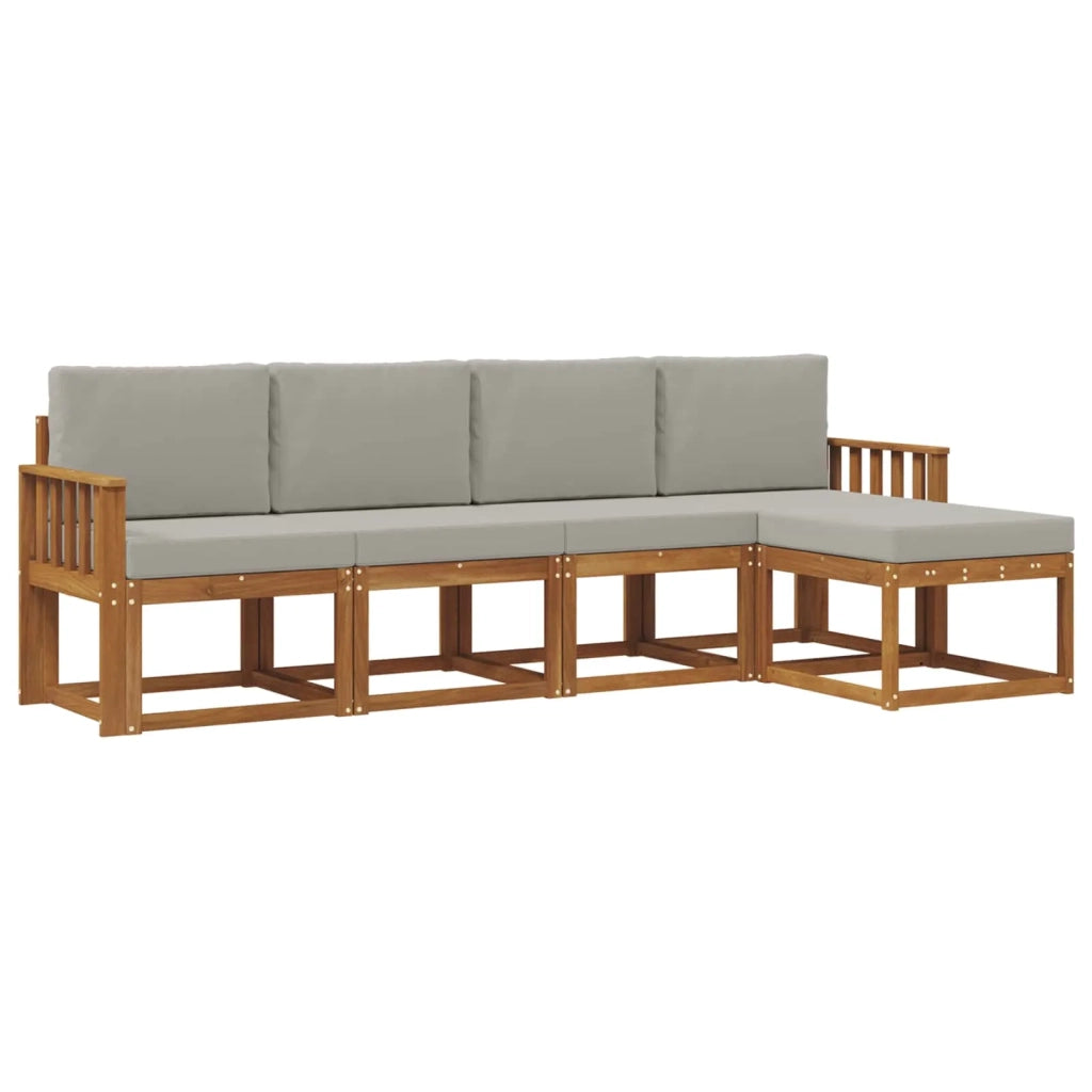 Set di divani da esterno 5 pcs Grigio Naturale e Chiaro 3366249